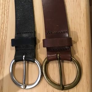 GAP Leather/Brass Belts Black & Brown XS Lot Of 2